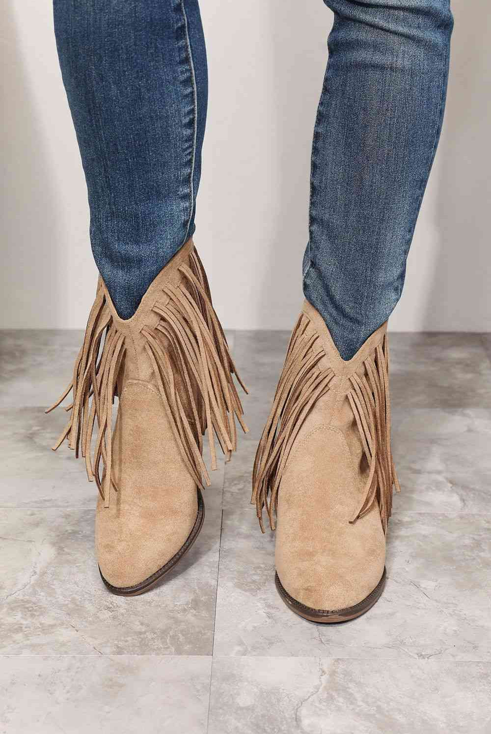 Gray Legend Women's Fringe Cowboy Western Ankle Boots Shoes