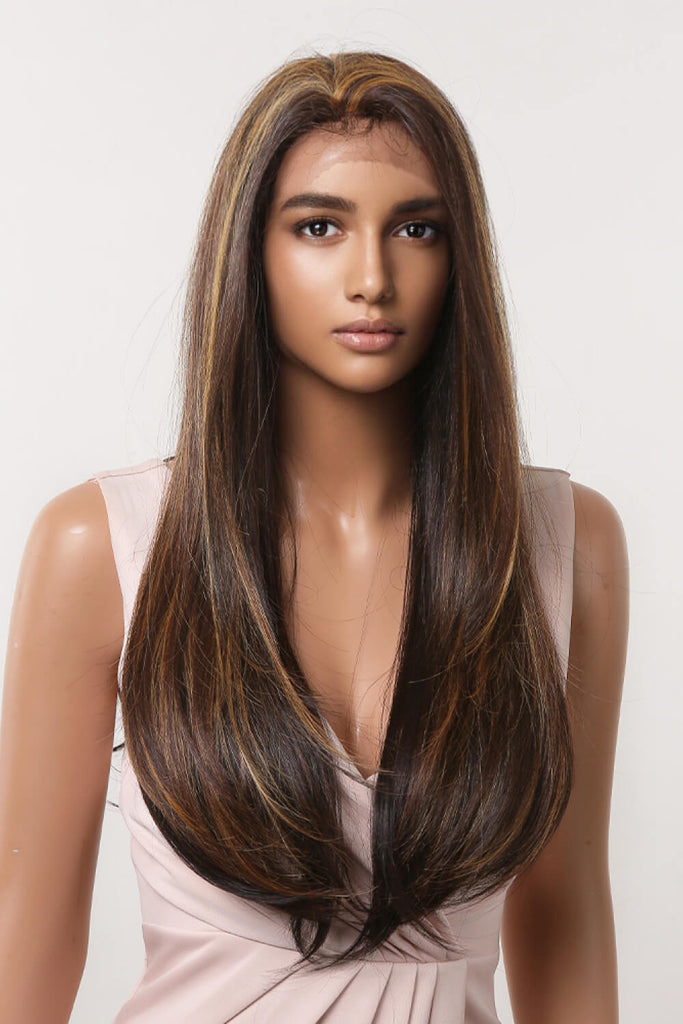 Dark Slate Gray Bliss 13*2" Lace Front Wigs Synthetic Long Straight 26" 150% Density- Brunette Wigs