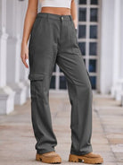 Gray Straight Denim Cargo Pants Denim