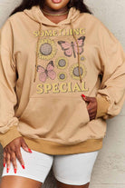 Tan Simply Love Simply Love Full Size SOMETHING SPECIAL Graphic Hoodie Sweatshirts