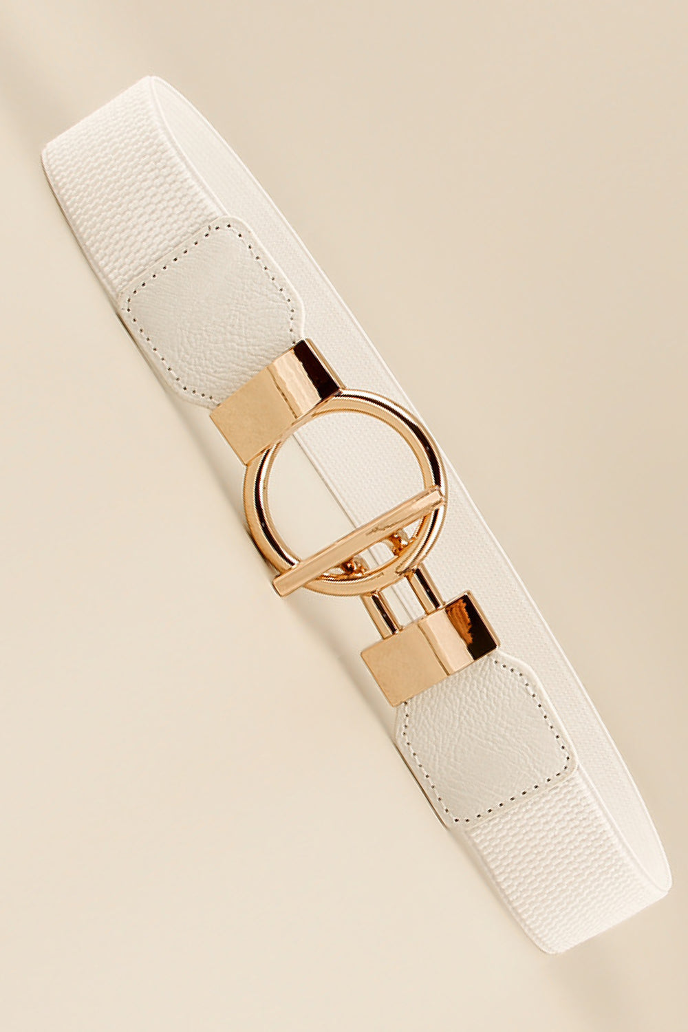 Light Gray Circle Shape Buckle Zinc Alloy Buckle PU Leather Belt Clothing