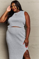 Dark Gray She's All That Fitted Two-Piece Skirt Set Outfit Sets
