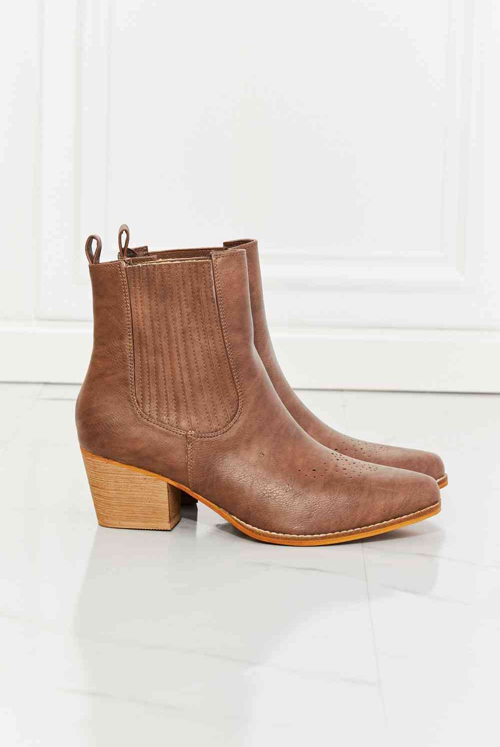 Beige MMShoes Love the Journey Stacked Heel Chelsea Boot in Chestnut Shoes