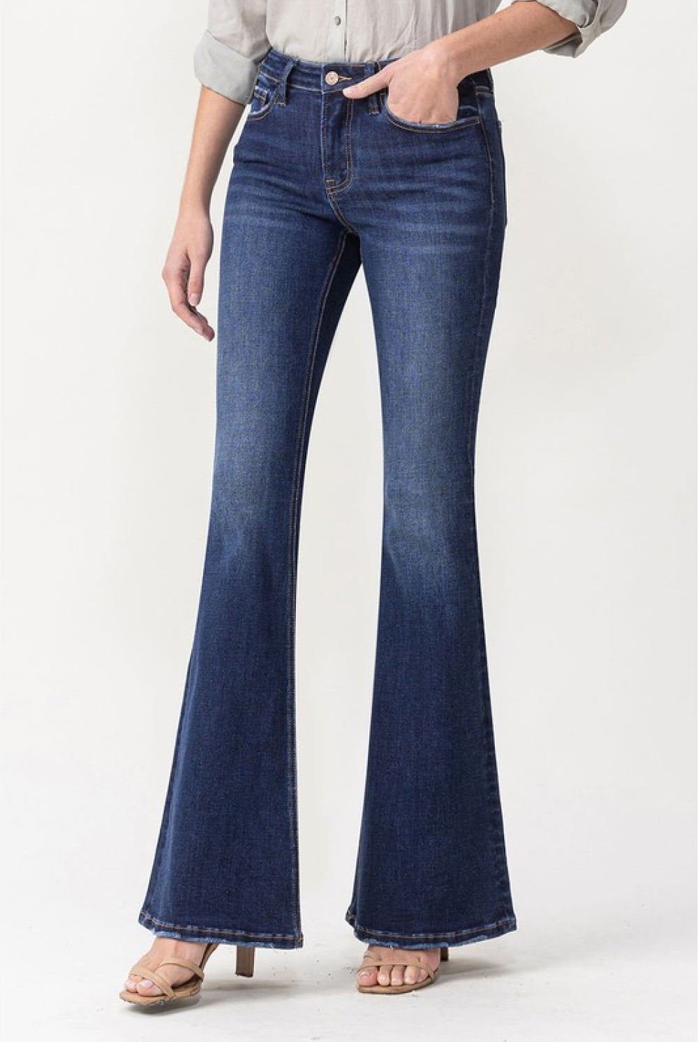 Dark Slate Gray Lovervet Full Size Joanna Midrise Flare Jeans Pants