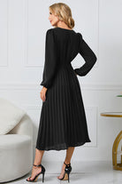 Light Gray V-Neck Long Sleeve Tie Waist Midi Dress Clothing