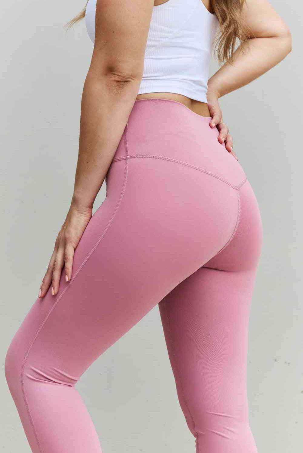 Gray Fit For You Full Size High Waist Active Leggings in Light Rose activewear