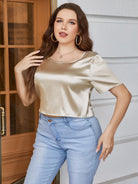 Gray So Into You Plus Size Short Sleeve Tie Back Blouse Plus Size Tops