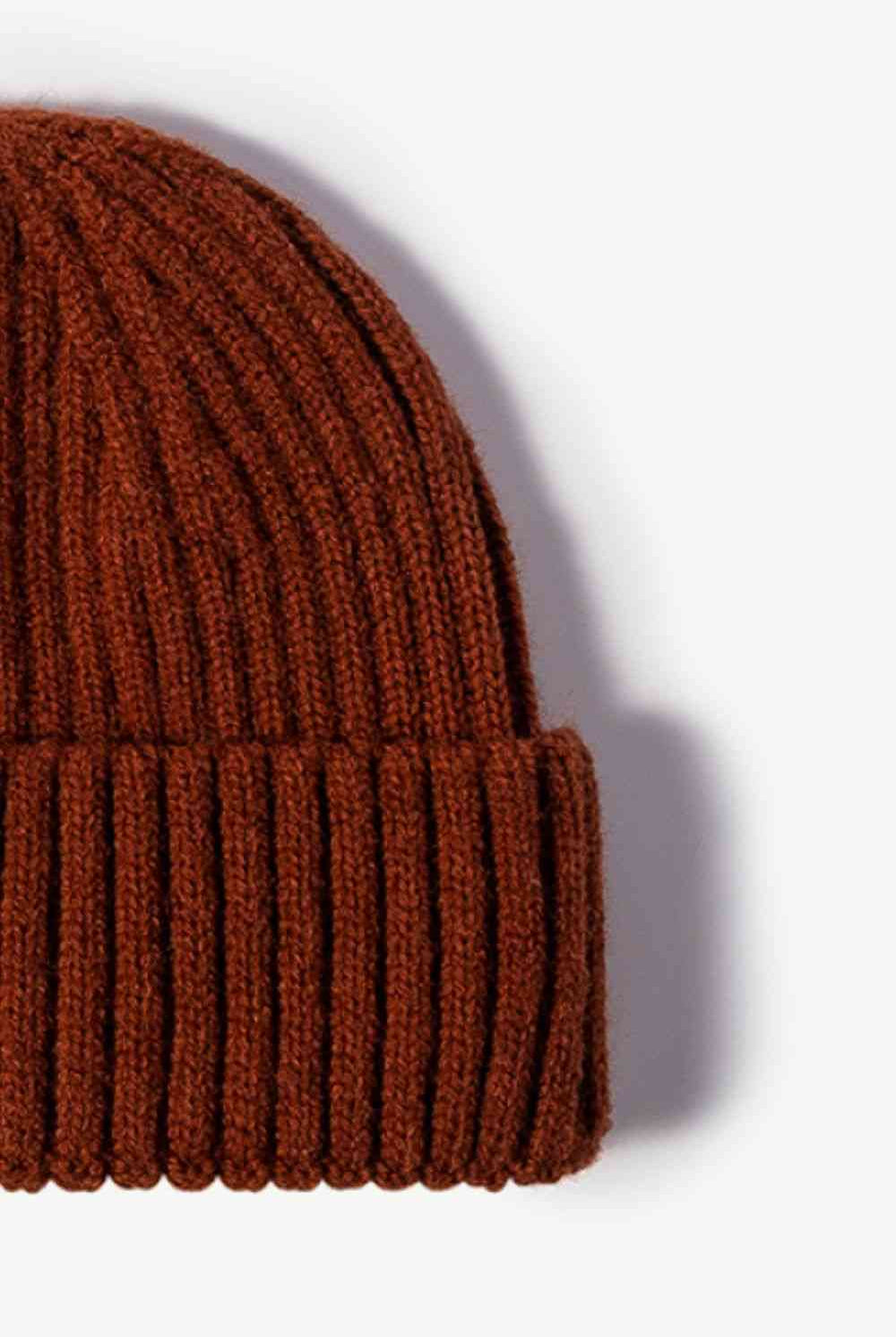 Saddle Brown Rib-Knit Cuff Beanie Winter Accessories