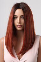 Light Gray Hocus Pocus 13*2" Full-Machine Wigs Synthetic Mid-Length Straight 27"- Red Ombre Wigs