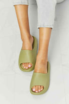 Light Gray NOOK JOI In My Comfort Zone Slides in Green Shoes