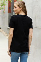 Black Simply Love Full Size Slogan Graphic Cotton Tee Tops