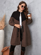 Dark Gray Two-Tone Dropped Shoulder Trench Coat Clothing