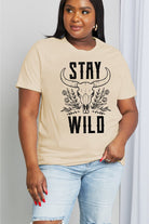 Light Gray Simply Love Full Size STAY WILD Graphic Cotton Tee Tops
