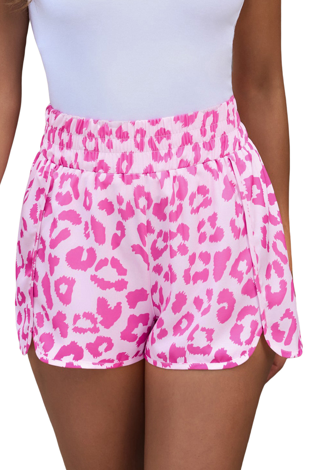 Thistle Happy Vibes Leopard Elastic Waist Shorts Shorts
