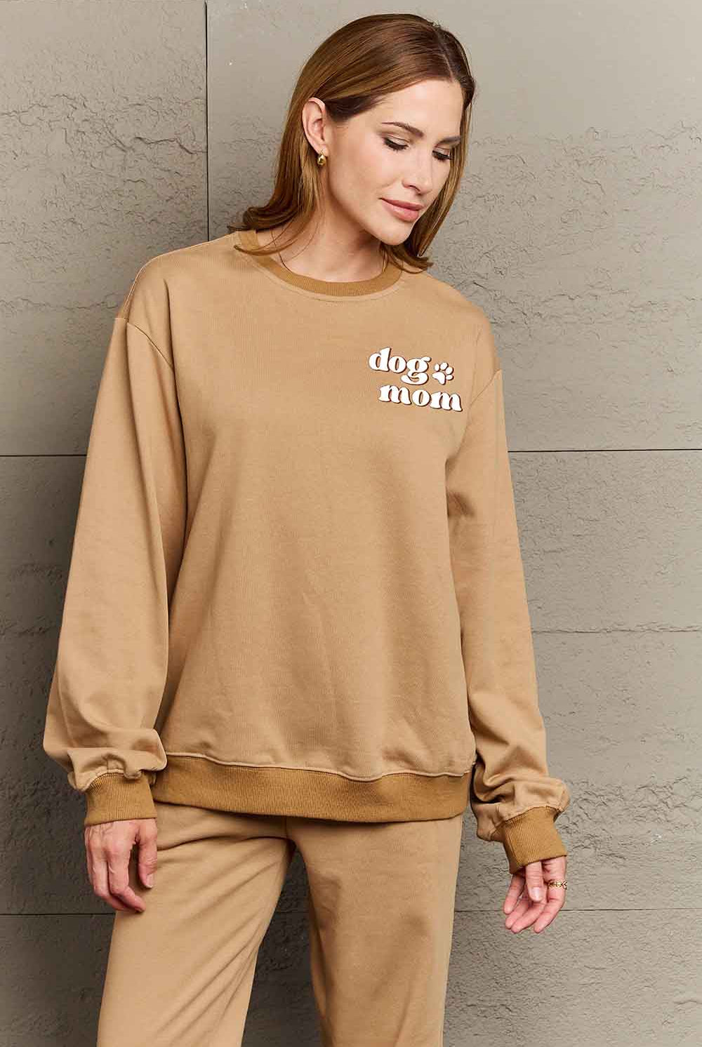 Rosy Brown Simply Love Simply Love Full Size Round Neck Dropped Shoulder DOG MOM Graphic Sweatshirt Sweatshirts