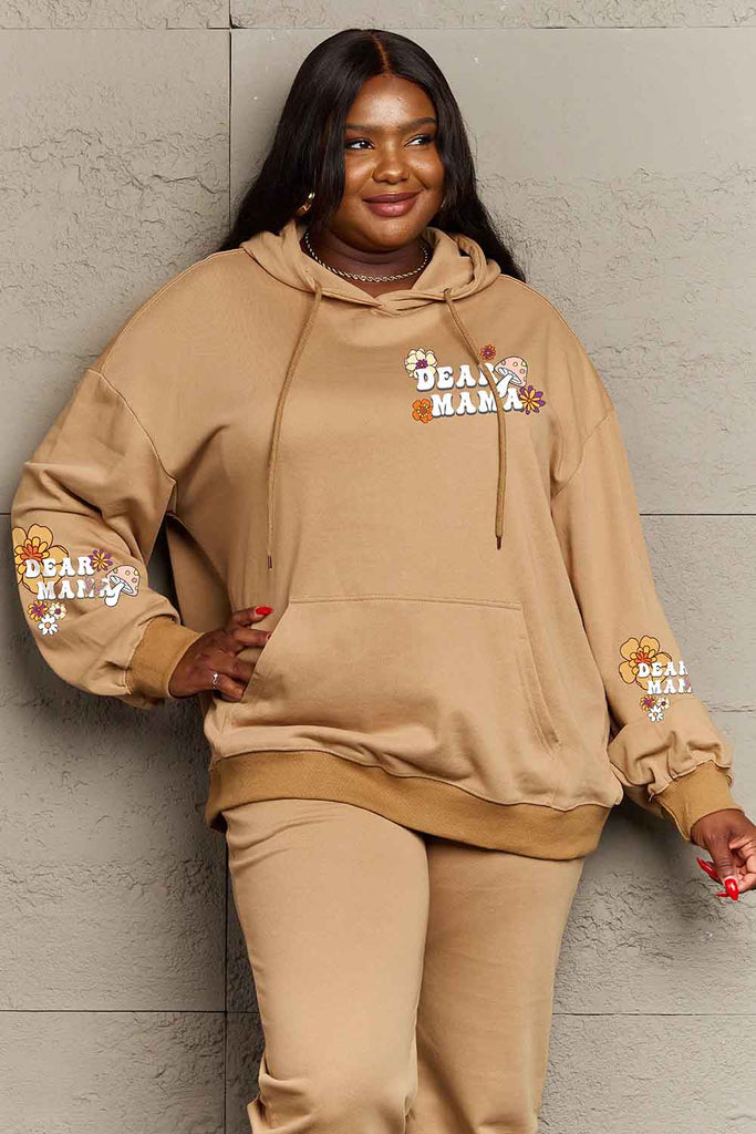 Rosy Brown Simply Love Simply Love Full Size DEAR MAMA Flower Graphic Hoodie Sweatshirts