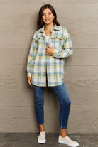 Rosy Brown Ninexis Full Size Plaid Collared Neck Button-Down Long Sleeve Jacket