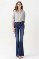 Beige Lovervet Full Size Joanna Midrise Flare Jeans Pants