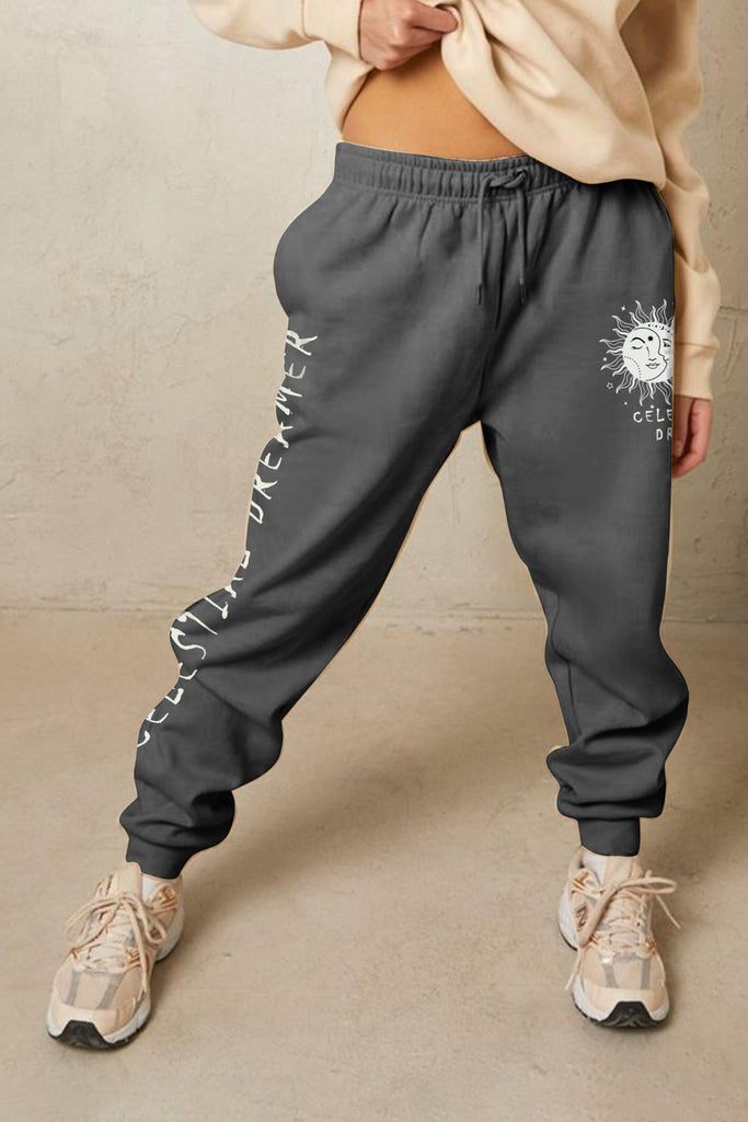 Tan Simply Love Full Size CELESTIAL DREAMER Graphic Sweatpants Sweatpants