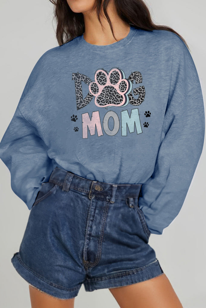 Slate Gray Simply Love Simply Love Full Size DOG MOM Graphic Sweatshirt Sweatshirts