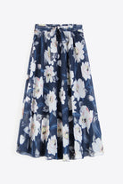 Dark Slate Gray Till The Sun Comes Out Full Size Floral Tie-Waist Skirt Midi Skirt