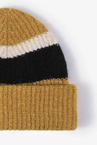 Antique White Tricolor Cuffed Knit Beanie Winter Accessories