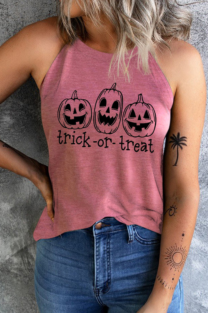 Dim Gray TRICK OR TREAT Graphic Tank Top Clothing