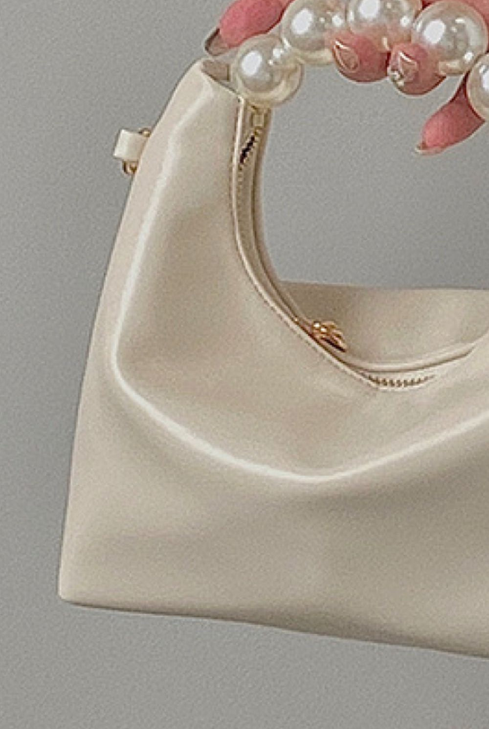 Dark Gray Adored PU Leather Pearl Handbag Handbags