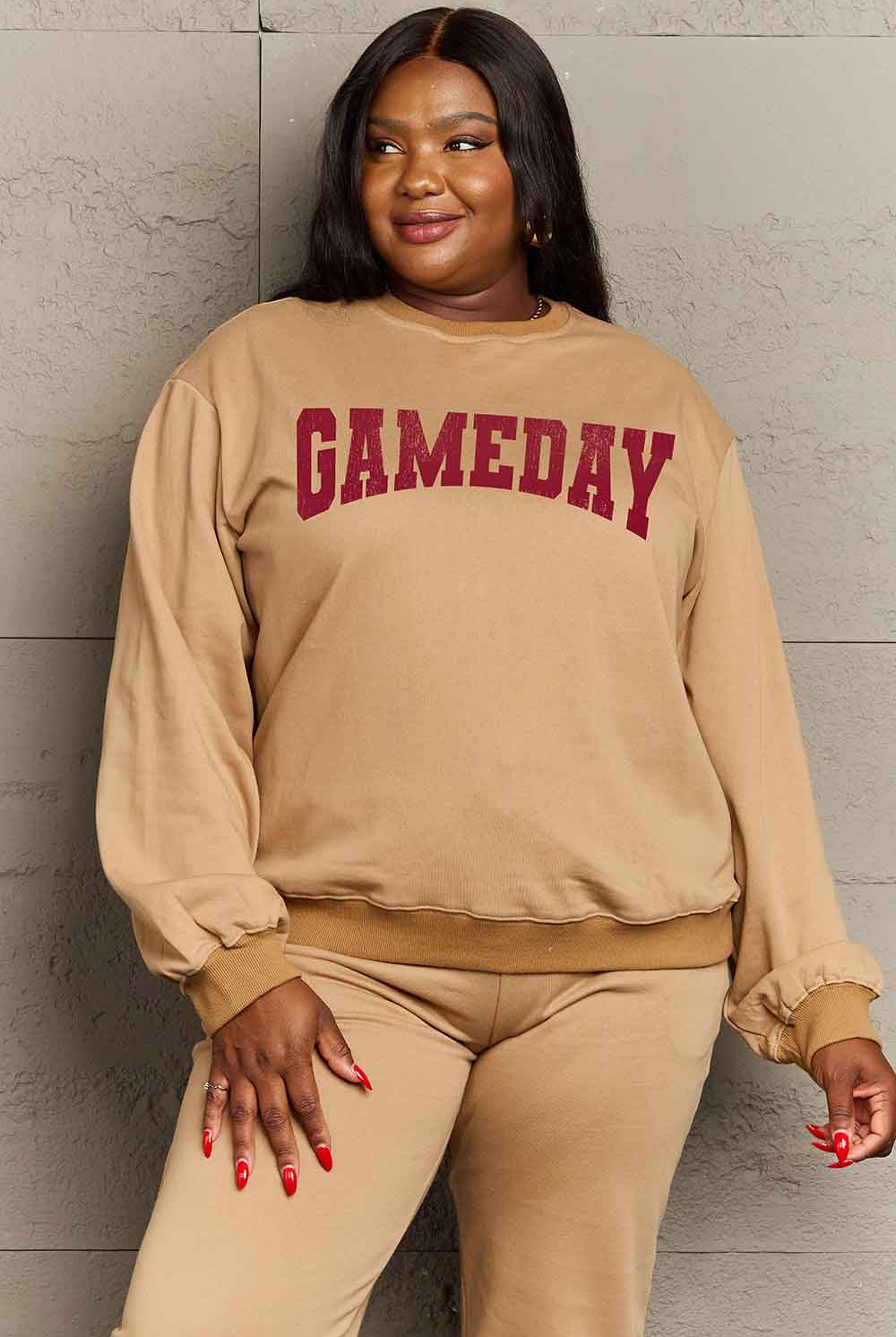 Rosy Brown Simply Love Simply Love Full Size GAMEDAY Graphic Sweatshirt Sweatshirts