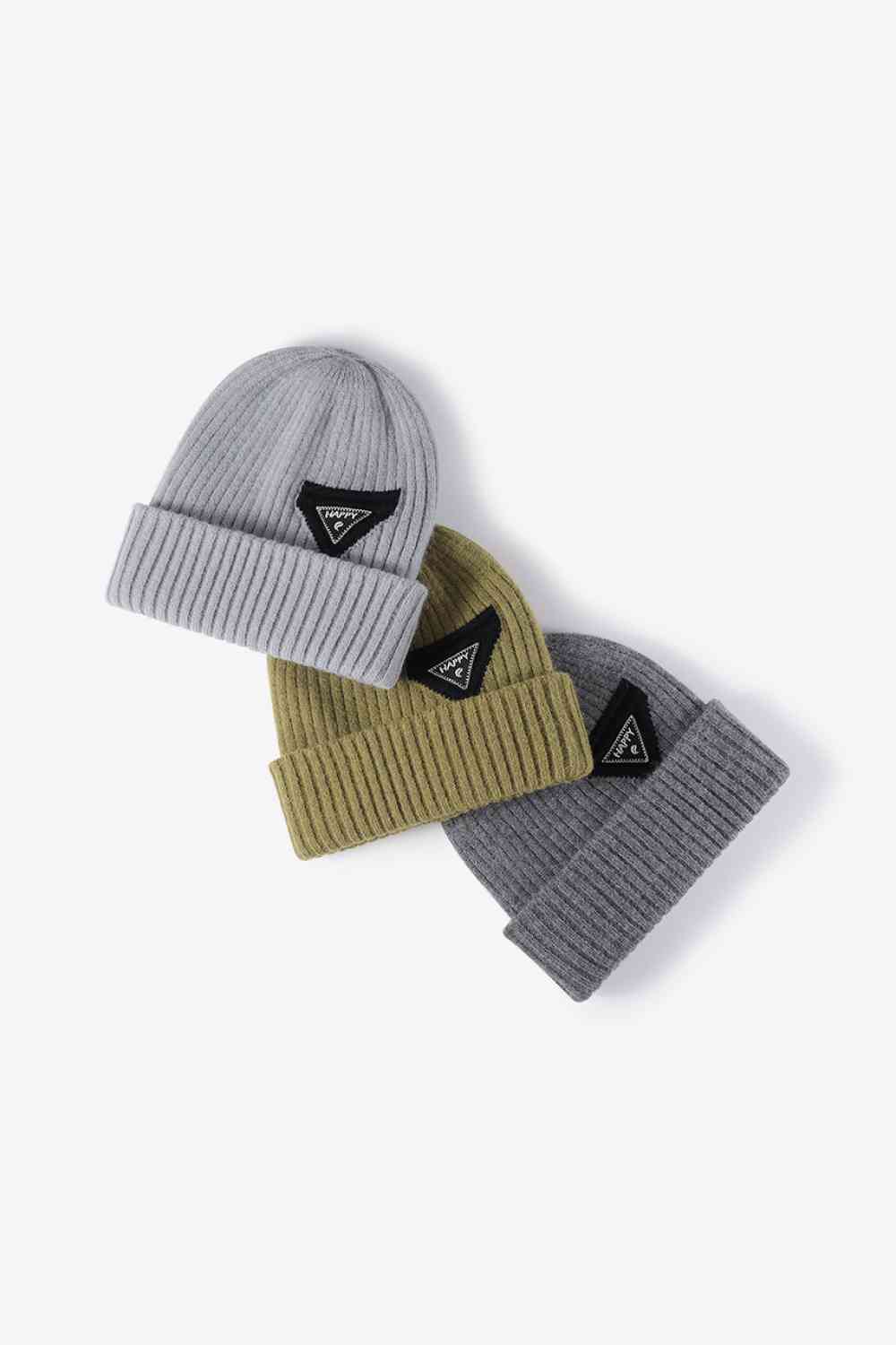 White Smoke HAPPY Contrast Beanie Winter Accessories