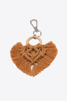 Sienna Assorted 4-Pack Heart-Shaped Macrame Fringe Keychain Key Chains
