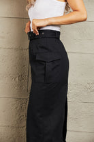 Dark Gray Professional Poise Buckled Midi Skirt Midi Skirt