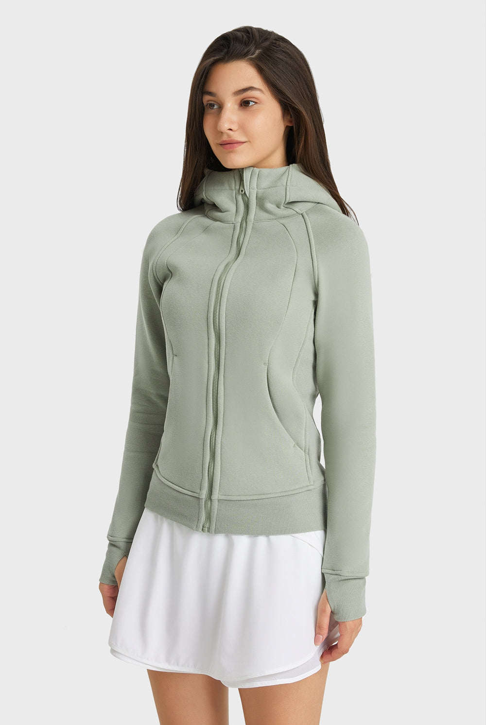 Light Gray Progress Not Perfection Zip Up Seam Detail Hooded Sports Jacket activewear