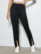 Black Slit Elastic Waist Pants Capsule