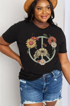 Dark Slate Gray Simply Love Full Size Flower Graphic Cotton Tee Tops