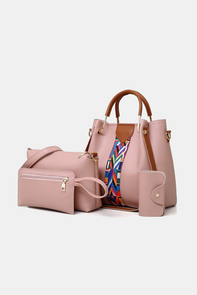 Beige Fit Check 4-Piece PU Leather Bag Set Handbags