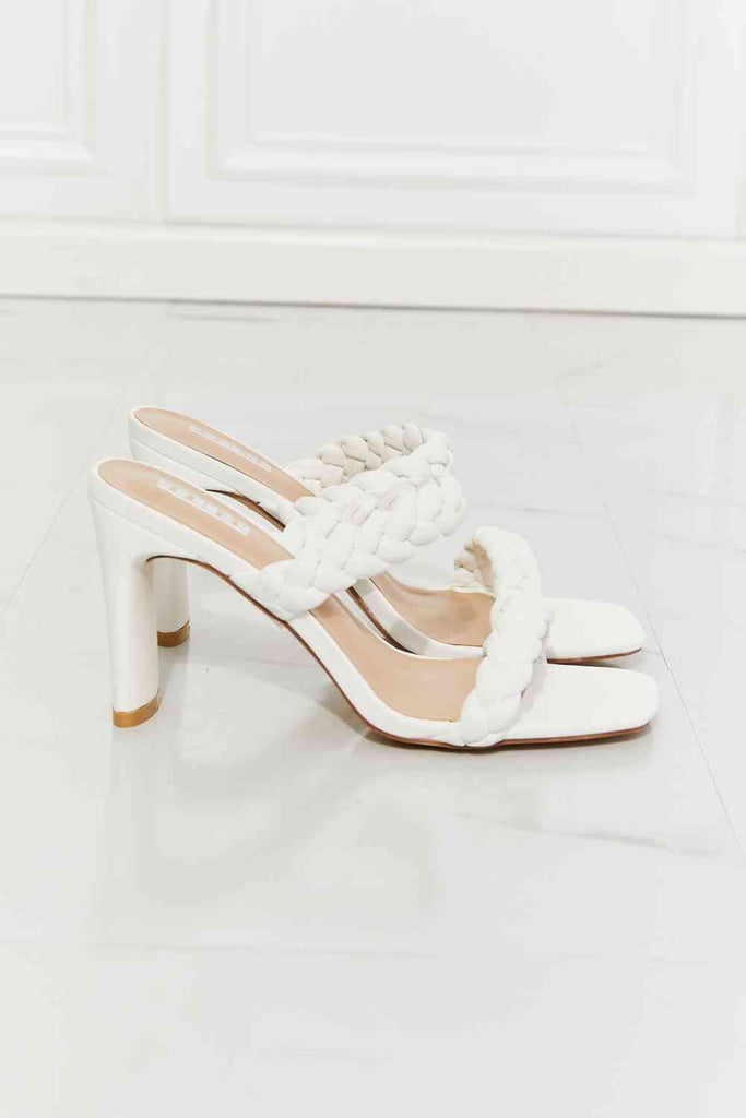 Light Gray MMShoes In Love Double Braided Block Heel Sandal in White Shoes