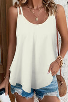 Light Gray Scoop Neck Double-Strap Cami Tops