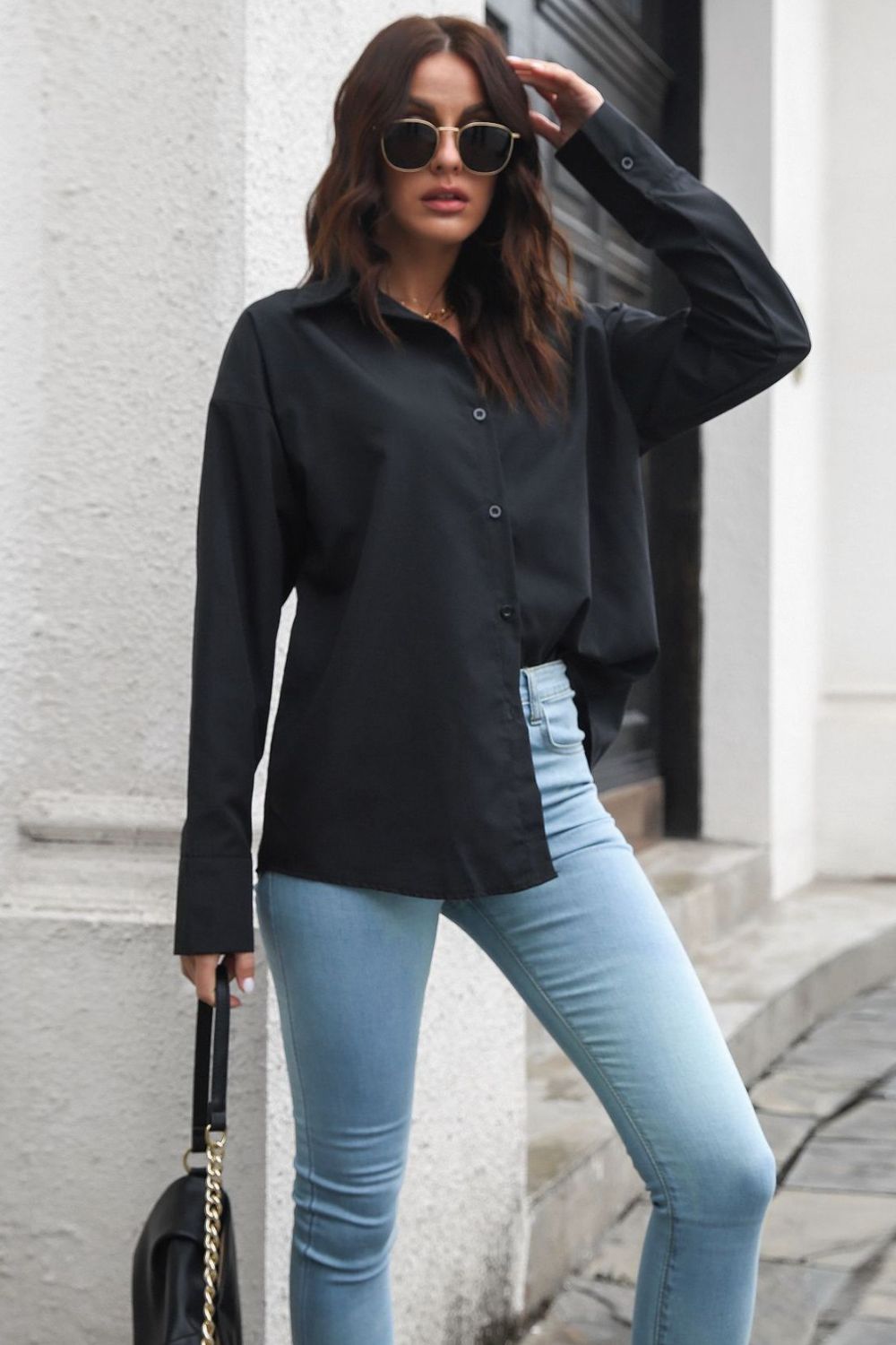 Dark Slate Gray Dropped Shoulder Longline Shirt Clothing