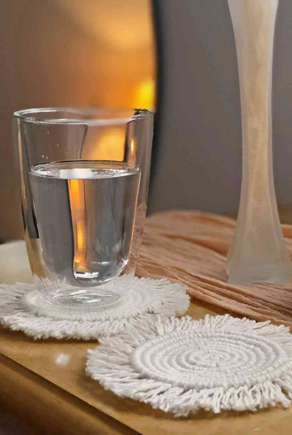 Dim Gray Unbothered 10" Macrame Round Cup Mat Gifts