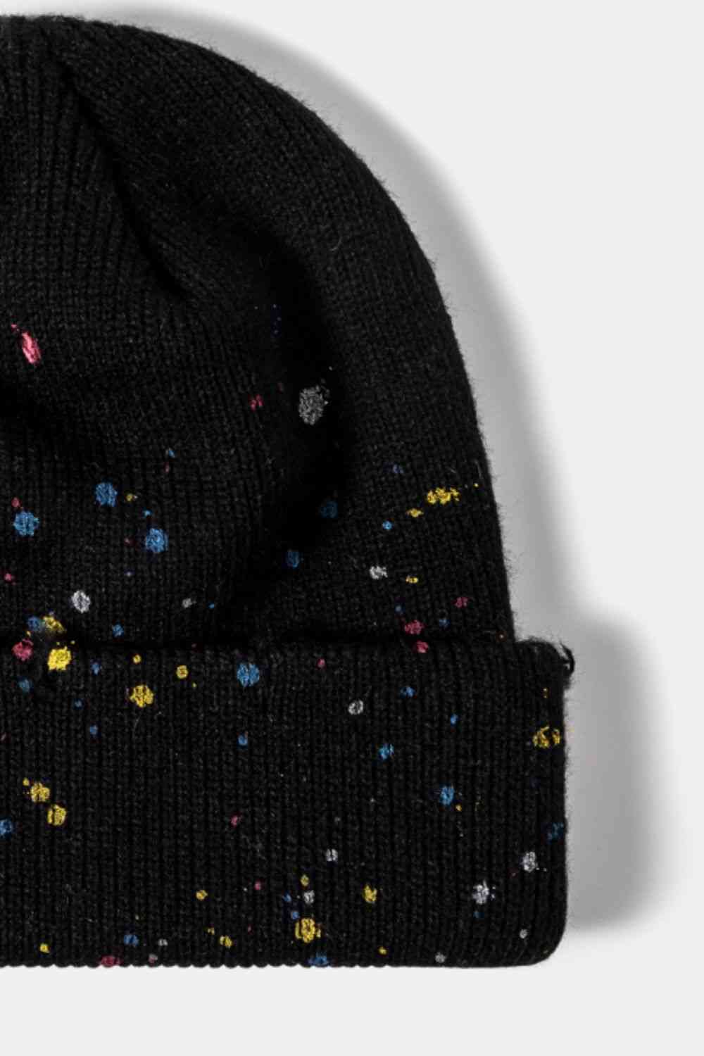 Light Gray Confetti Rib-Knit Cuff Beanie Winter Accessories