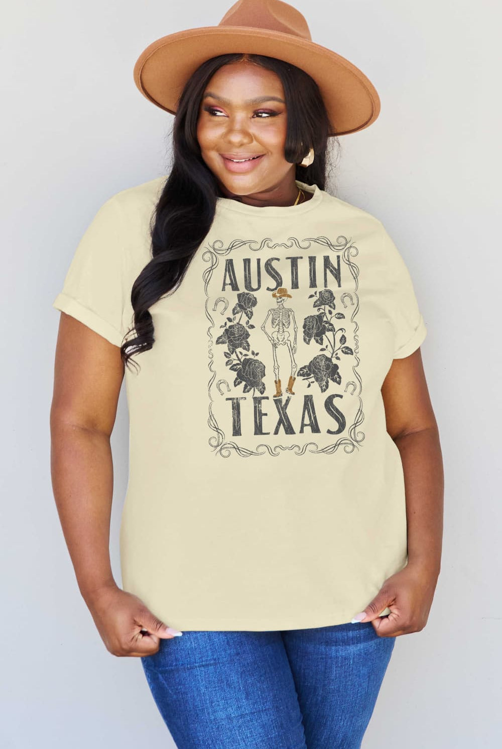 Light Gray Simply Love Full Size AUSTIN  TEXAS Graphic Cotton T-Shirt Graphic Tees