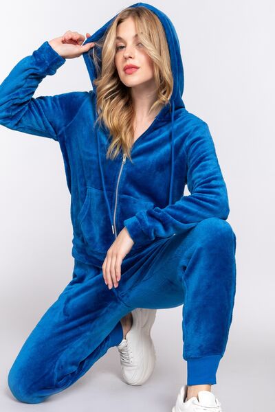 Blue faux fur on sale hoodie