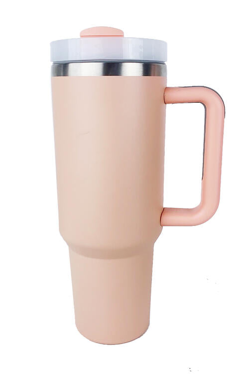 Gray Stainless Steel Tumbler with Upgraded Handle and Straw Cups