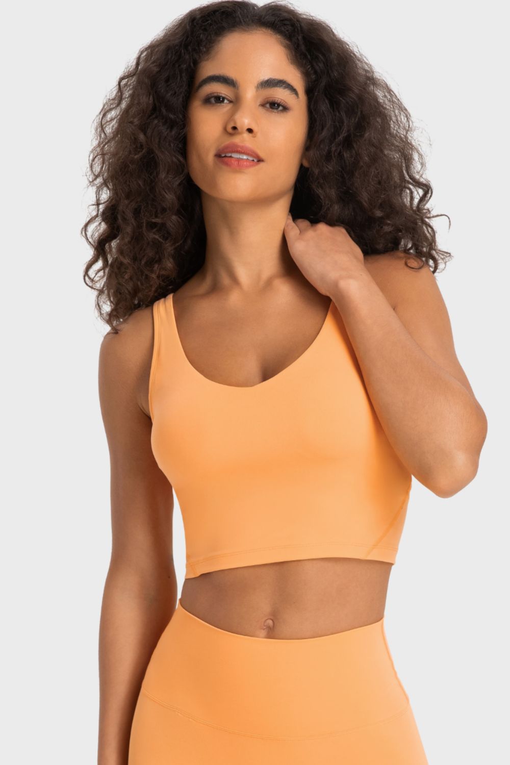 Dark Salmon Deep V-Neck Crop Sports Bra Clothes