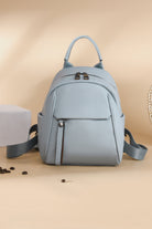 Gray Small PU Leather Backpack Handbags