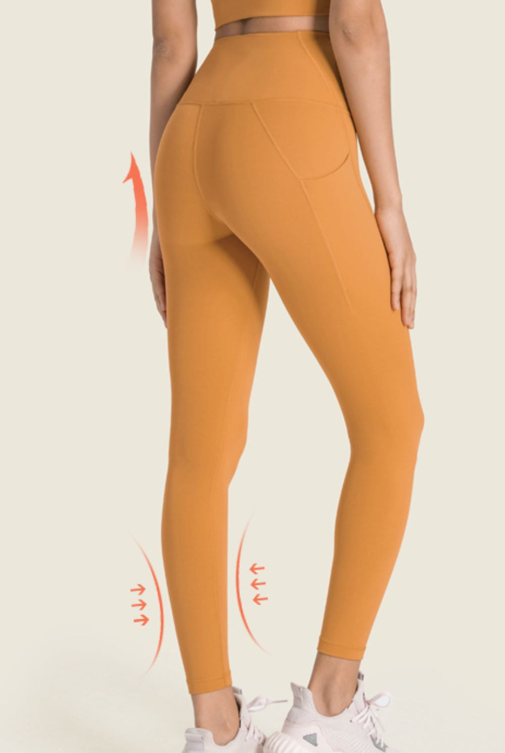 Coral High-Rise Wide Waistband Pocket Yoga Leggings activewear