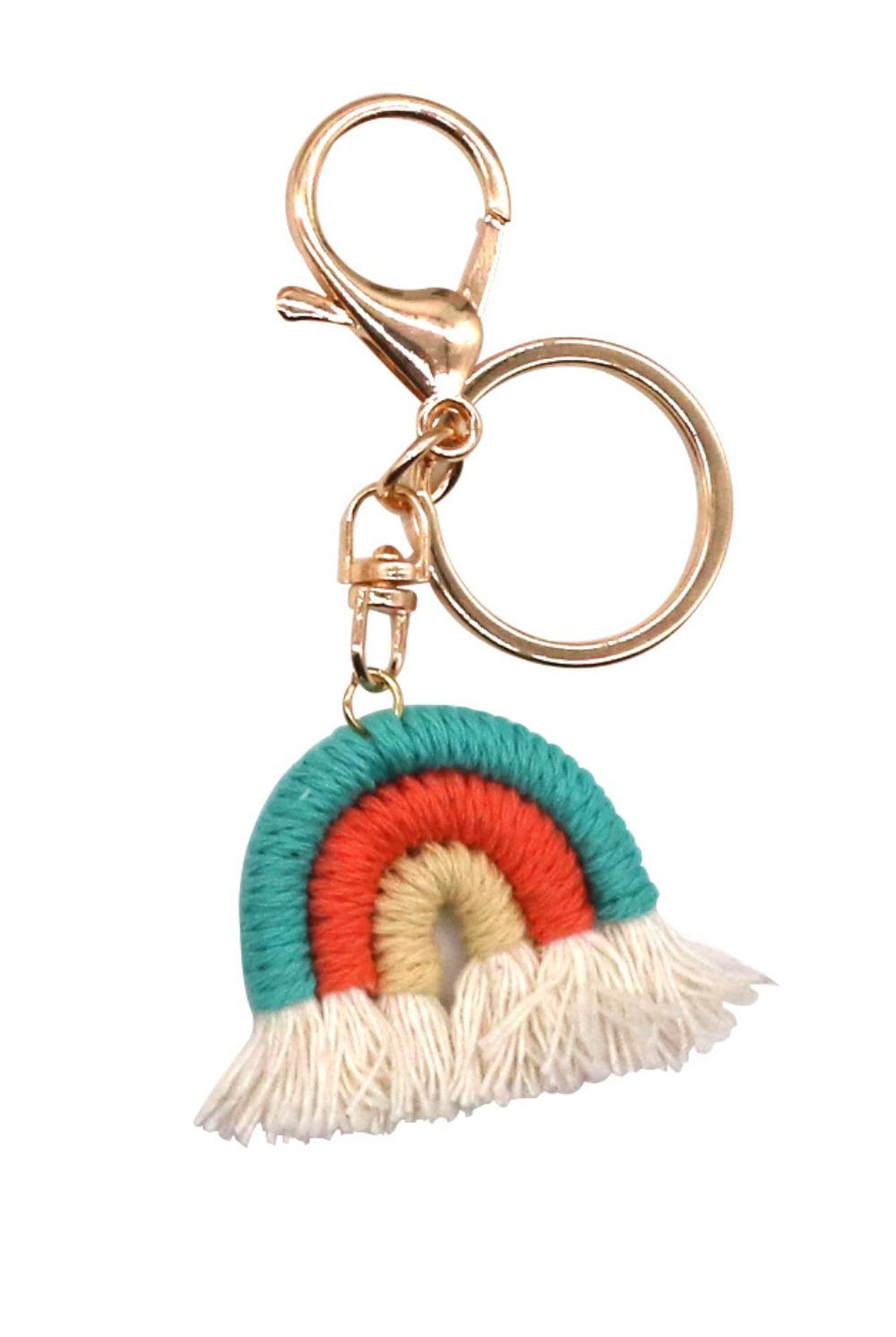 Wheat Assorted 4-Pack Rainbow Fringe Keychain Key Chains