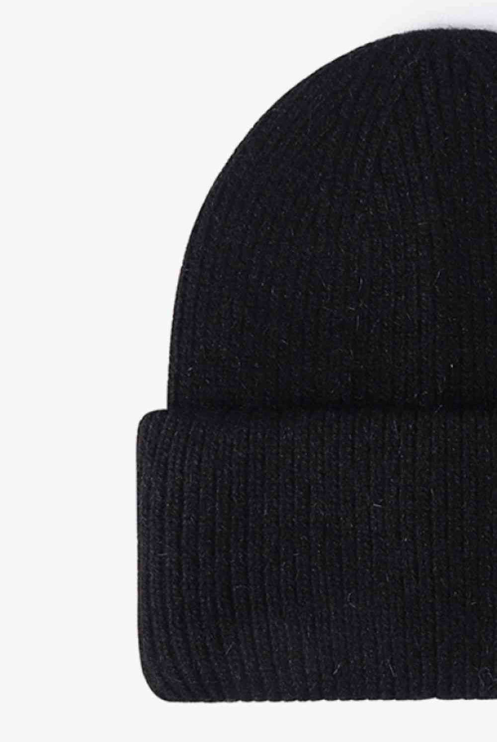Black M Rib-Knit Cuff Beanie Winter Accessories