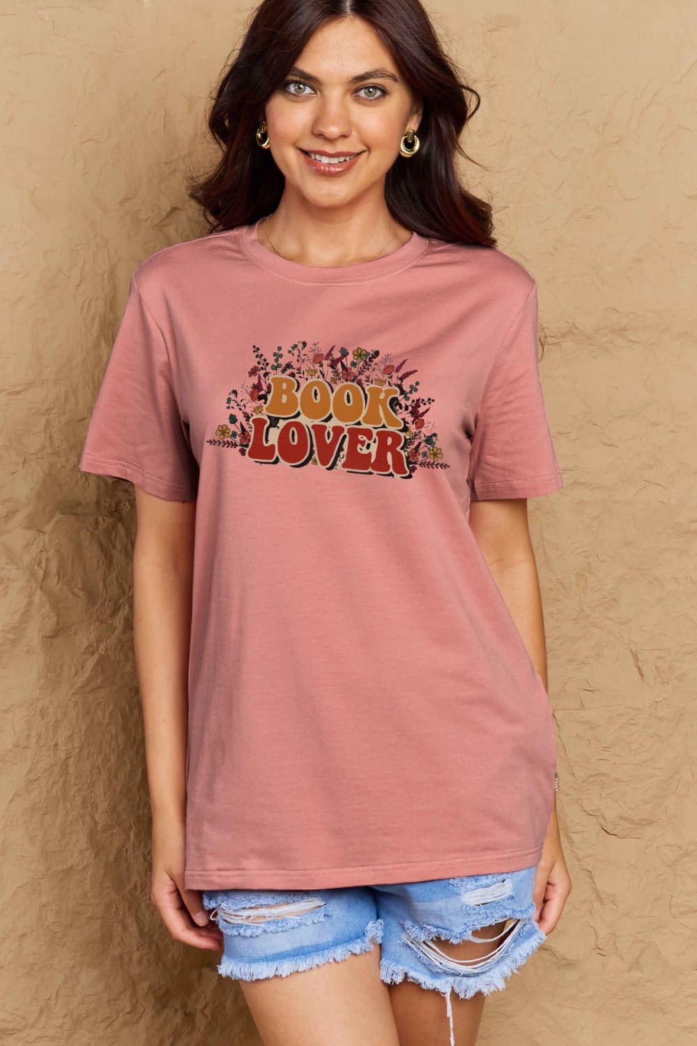 Rosy Brown BOOK LOVER Graphic Cotton Tee Graphic Tees